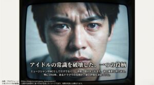 ミュージシャン、MCに続く「俳優」としての顔を紹介し、特に1993年の重要ドラマが評価を決定づけたことを示す導入スライド