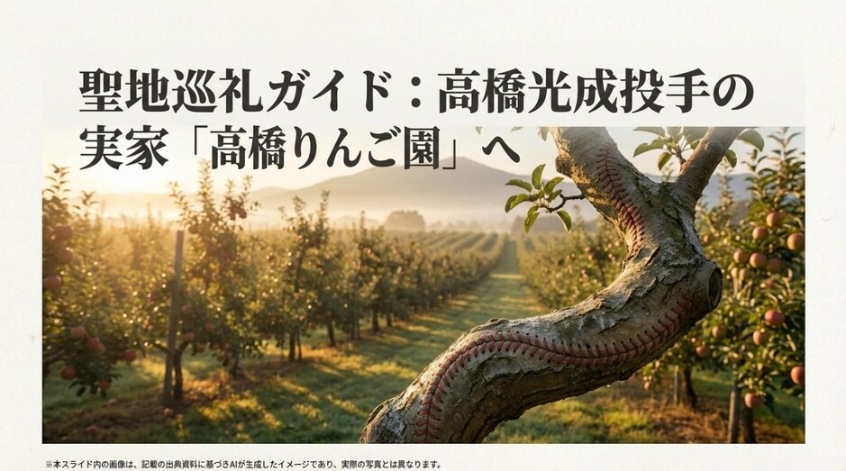 高橋光成投手の実家である群馬県沼田市の「高橋りんご園」を案内する聖地巡礼ガイドの表紙画像