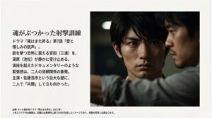 震える宮田（三浦）を湯原（池松）が静かに受け止める、ドラマ屈指の名シーンをイメージしたビジュアル