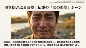 涙の変顔シーンの解説と、彼の演技が本物の優しさを感じさせる理由をまとめたスライド