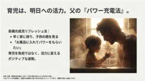 子供と一緒にお風呂に入り、笑顔でリフレッシュする高橋投手のポジティブな育児姿勢