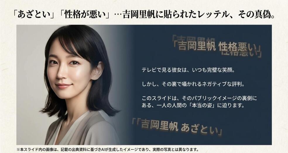 「あざとい」「性格が悪い」といったパブリックイメージの裏側にある、一人の人間の本当の姿に迫るタイトルのアイキャッチ画像