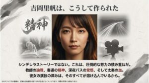 教師の論理、書道の精神、深夜バスの覚悟、太秦の血が融合して完成された吉岡里帆の魅力を総括するスライド