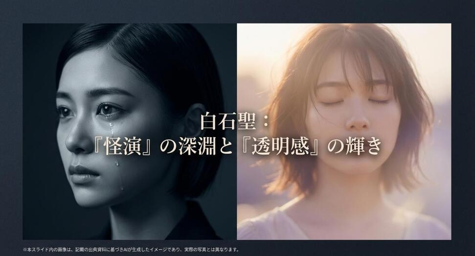 「怪演の深淵と透明感の輝き」というタイトルと共に、白石聖の演技力を象徴するイメージを配したアイキャッチ画像