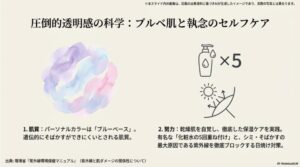 パーソナルカラー（ブルベ）の肌質特徴と、紫外線対策や保湿ケア（化粧水5回）の具体的な美肌メソッド