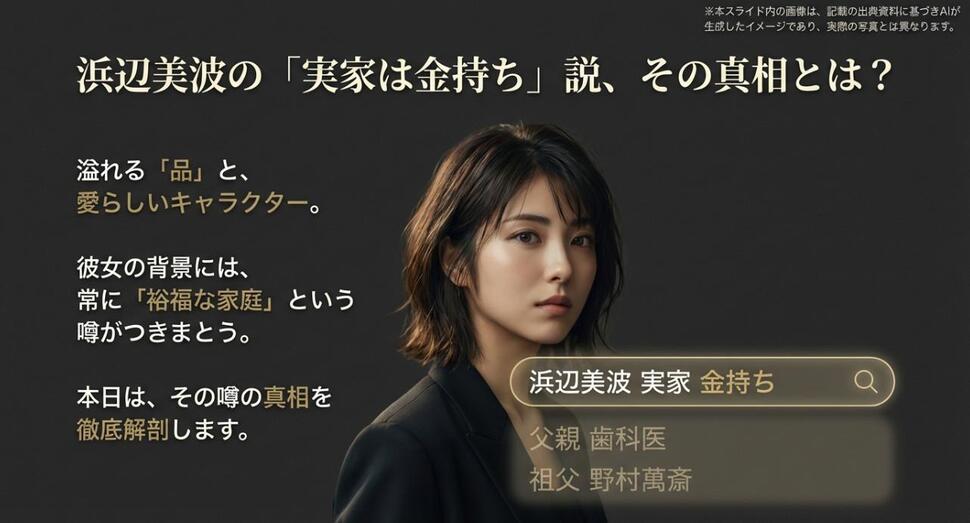 浜辺美波の実家が金持ちという噂の真相、父親の職業や祖父に関する事実確認を行う記事のアイキャッチ画像