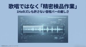 精密な波形と「100% ACCURACY」の文字が表示された、番組の厳しい判定基準を象徴するハイテクなイメージ画像