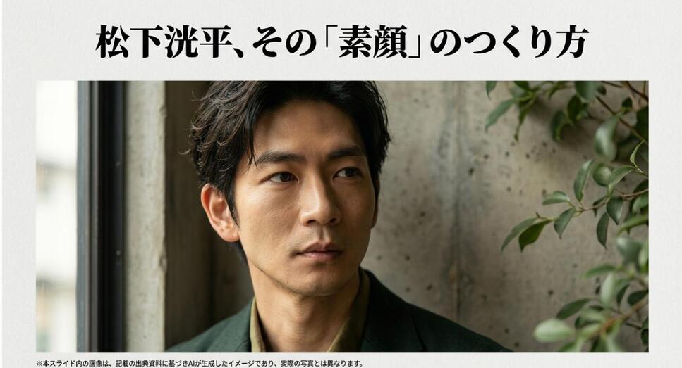 松下洸平の顔写真と、彼のルーツや実家の噂に迫る記事タイトルが記載されたアイキャッチ画像