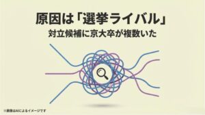 複数の線が複雑に絡み合い、中央の虫眼鏡で原因を探っているような概念図