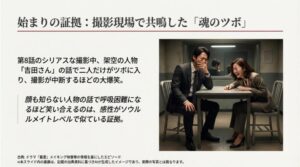 撮影中に架空の人物の話で呼吸困難になるほど大爆笑する松下洸平と吉高由里子のイメージイラスト
