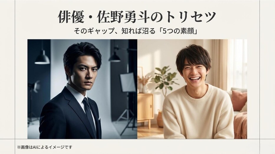 俳優・佐野勇斗のギャップと素顔に迫る記事のタイトルスライド