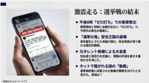 スマートフォンのSNS画面に表示された「安住氏、まさかのゼロ打ち敗北か」という衝撃的なニュース画面のスライド