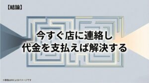 店舗に連絡し代金を支払えば解決するという、この記事の最も重要な結論を示すスライド