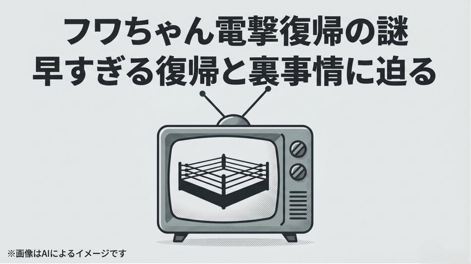 テレビ画面の中にプロレスリングが映し出された、フワちゃんの復帰とメディアの裏側に迫る記事のアイキャッチ画像